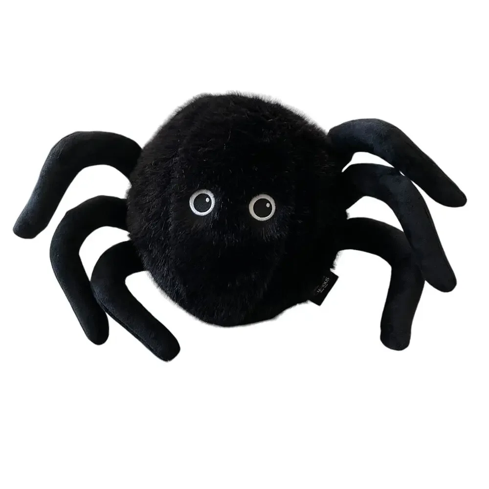 Cynthia Rowley Halloween Spider Pillow Black Faux Fur Spooky NEW